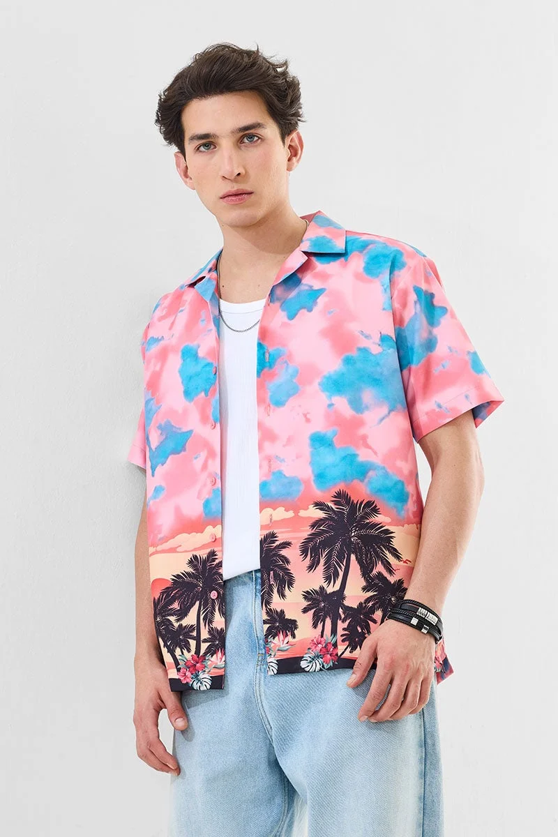 سنيتش قميص وردي بقصة مستقيمة بتصميم تجريدي