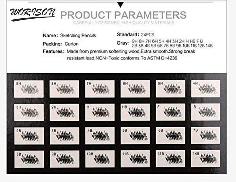 Worison worison Fine Art Drawing&Sketching Pencils-24Pcs,Black  - Image 4