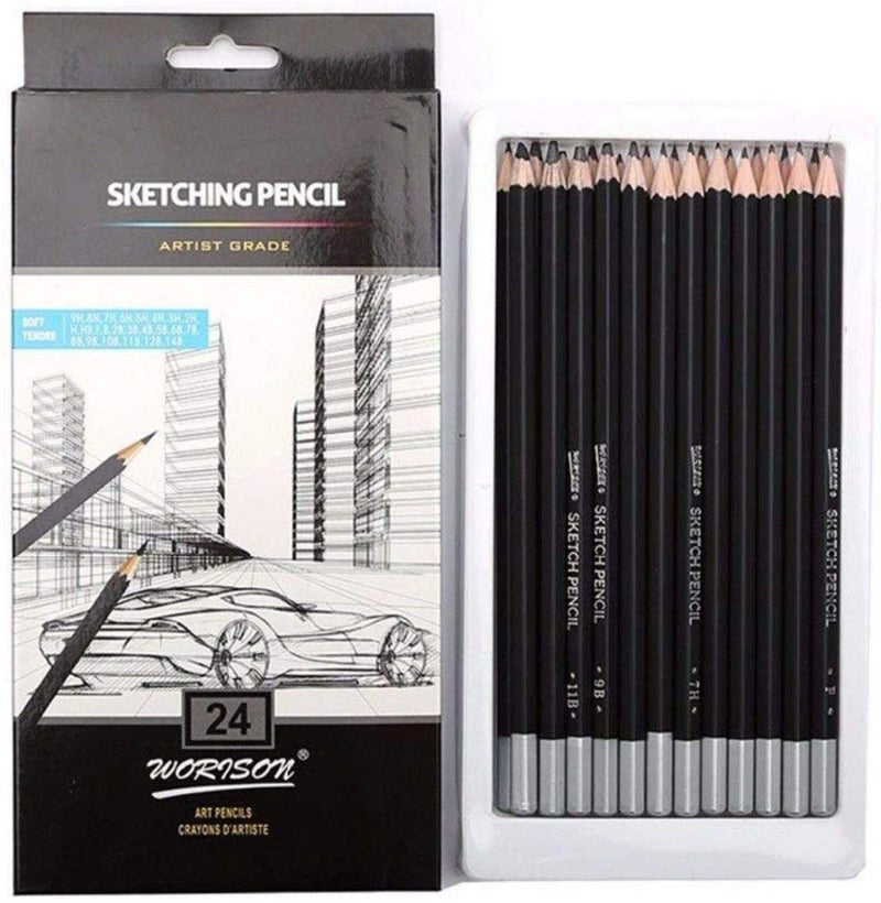 Worison worison Fine Art Drawing&Sketching Pencils-24Pcs,Black  - Image 1