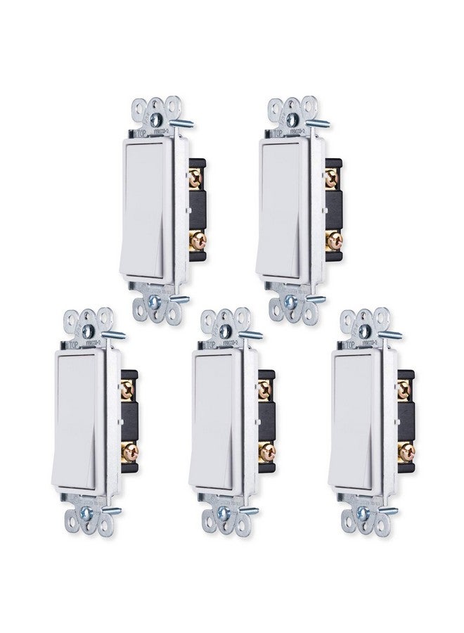 جي إي مفتاح هزاز أرضي من GE، عبوة من 5 قطع، أحادي القطب، مفتاح تشغيل/إيقاف تشغيل في الحائط بديل لمراوح السقف والأضواء، 15 أمبير، رائع للمنزل والمكتب والمطبخ، مُدرج في قائمة UL، أبيض، 44017 - Image 1