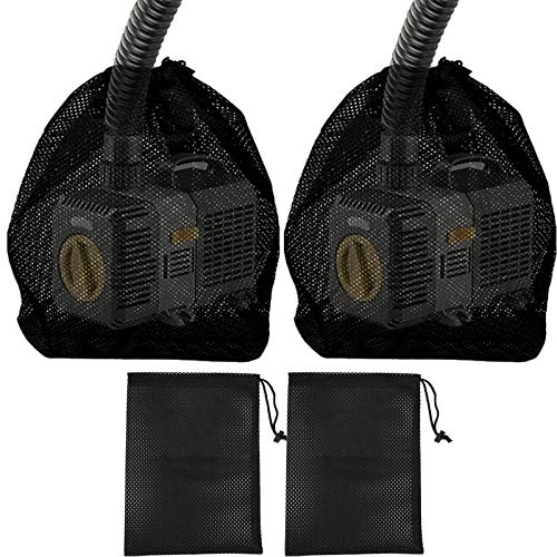 DSHE Pond Pump Mesh Bag 2 Packs 12.2"x 15.9" Pump Barrier Bag with Drawstring, Black Swimming Pool Bags for Pond Biofilters, Aquarium Filtration (12.2"x 15.9") - Image 1
