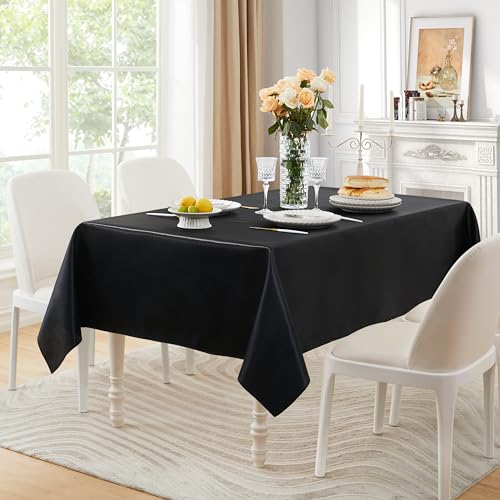 Counfeisly 1 Pack Satin Table Cover Rectangle Silkly Soft Table Cloth, Satin Dining Table Cloths for Wedding Banquet Table Decoration, Dining Room, Indoor and Outdoor Use, 60 x 102 Inches, Black - Image 5