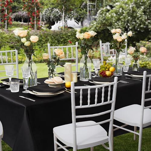 Counfeisly 1 Pack Satin Table Cover Rectangle Silkly Soft Table Cloth, Satin Dining Table Cloths for Wedding Banquet Table Decoration, Dining Room, Indoor and Outdoor Use, 60 x 102 Inches, Black - Image 4