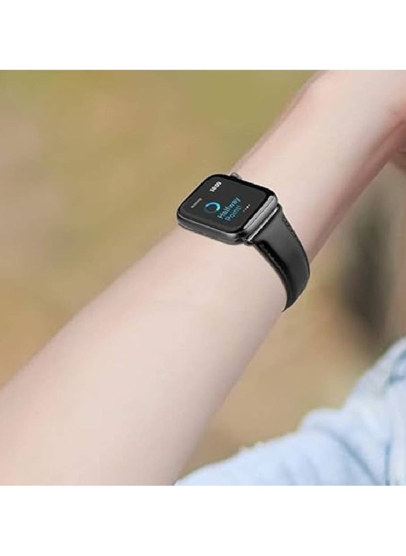 Genuine Leather Watch Strap Compatible with Apple Watch 42mm, 44mm, 45mm, 49mm - Unisex Band for iWatch Ultra/Ultra 2 (49mm), Series 8 & 7 (45mm) - Black - Image 2
