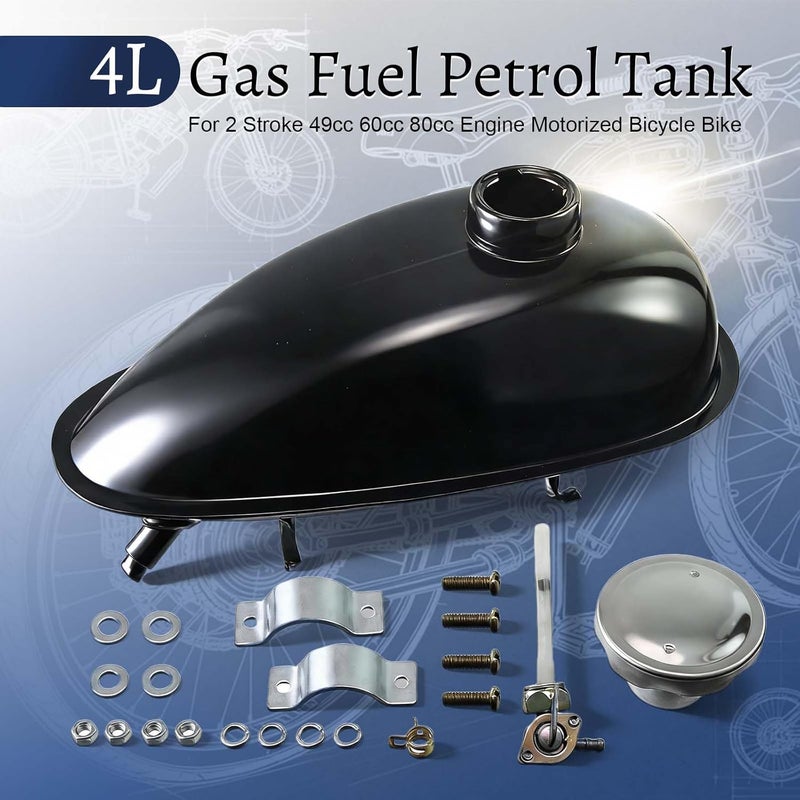 sthus 4L Replacement Gas Fuel Petrol Tank for 49cc 60cc 80cc Motorized Bicycle - Image 2