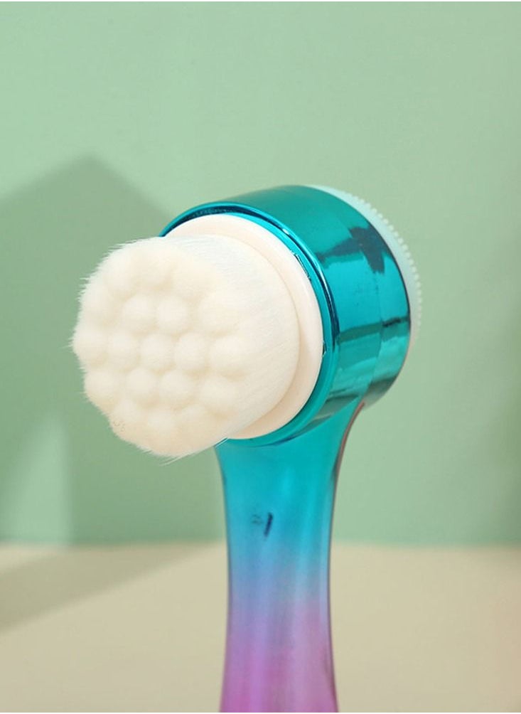 MARGOUN - Facial Cleaning Brush 2 In 1  Double Sided With Soft Bristles and Silicone Exfoliating Pad Manual Facial Massager Tool - Image 1