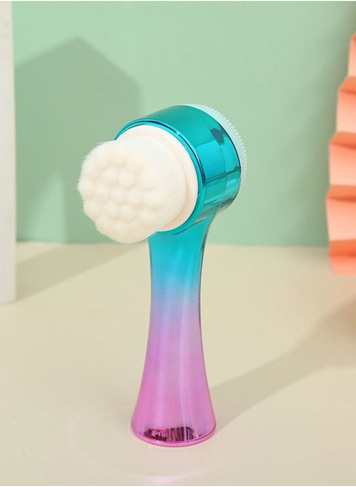 MARGOUN - Facial Cleaning Brush 2 In 1  Double Sided With Soft Bristles and Silicone Exfoliating Pad Manual Facial Massager Tool - Image 1