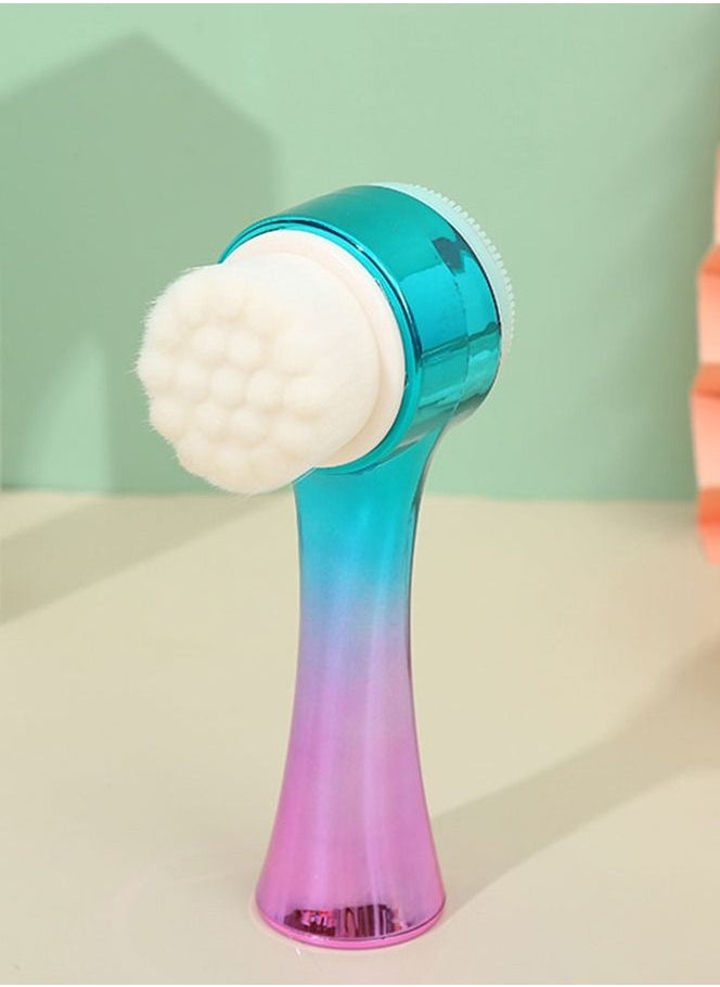 MARGOUN - Facial Cleaning Brush 2 In 1  Double Sided With Soft Bristles and Silicone Exfoliating Pad Manual Facial Massager Tool - Image 1