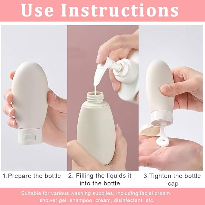 OFFERZONE Refillable Travel Bottles for Toiletries Silicone Container for Cream Shampoo Hand Wash Lotion Storage Bottle Travel Accessories Leak Proof - Image 5