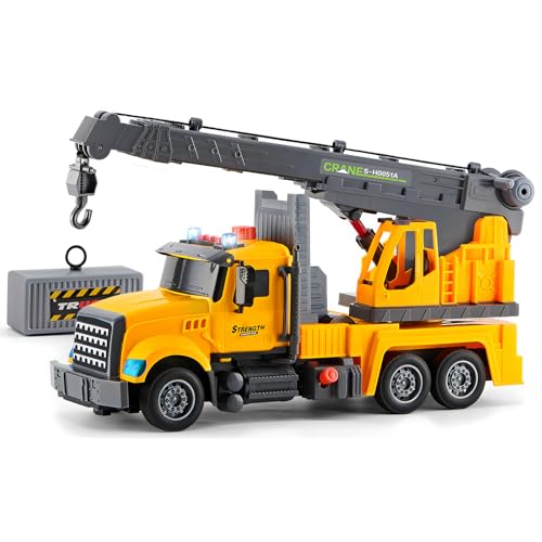 LerBao Large Crane Truck Toys for 3 4 5 6 7 8 Year Old Boys Truck with Loading CraneLights and Sounds Vehicles Toy for Kids Childs Toddlers Christmas Birthday Gift - Image 1