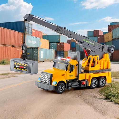 LerBao Large Crane Truck Toys for 3 4 5 6 7 8 Year Old Boys Truck with Loading CraneLights and Sounds Vehicles Toy for Kids Childs Toddlers Christmas Birthday Gift - Image 5