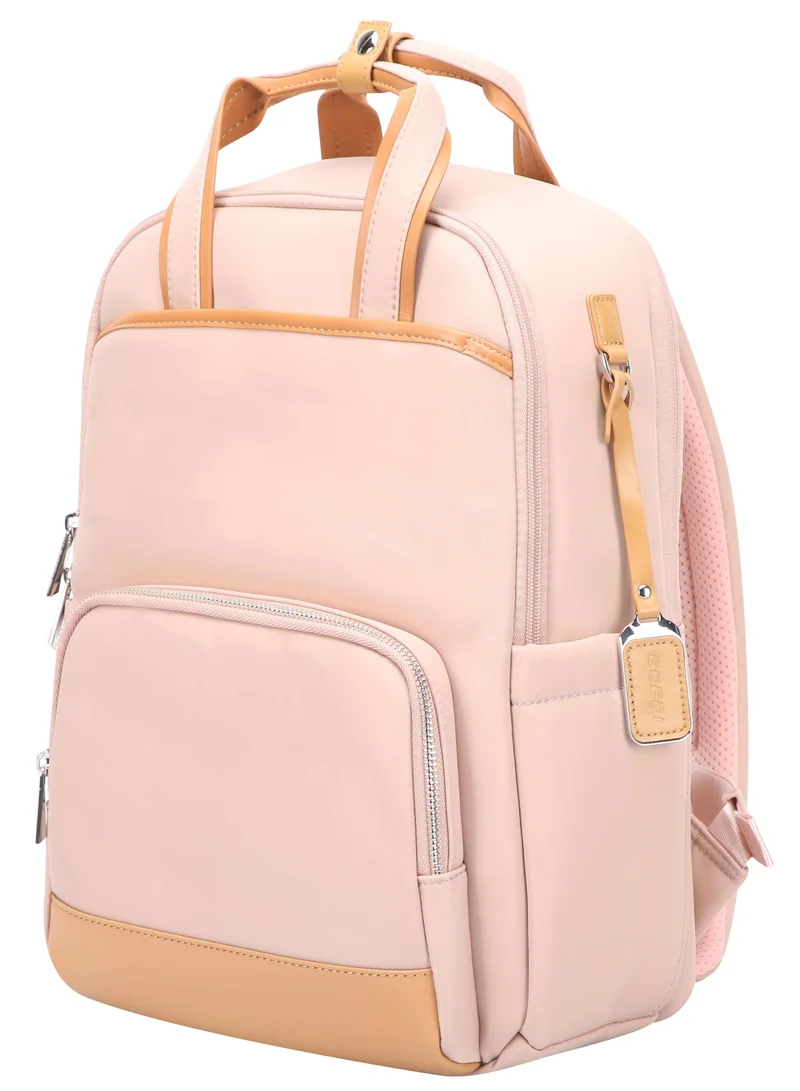 Bopai Premium Durable Lightweight Ladies Laptop Backpack Water Resistant Synthetic Leather Daypack for Casual/Office/School/College, BO-LB811, Pink