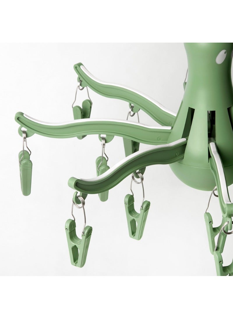 Hanging Dryer with 16 Clothes Pegs, Green, Space-Saving Design  - Image 2