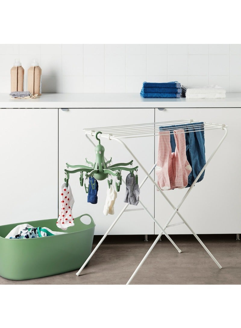 Hanging Dryer with 16 Clothes Pegs, Green, Space-Saving Design  - Image 5