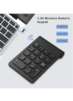 Generic Wireless Numeric Keypad, Portable 2.4G Wireless Number Pad with USB Receiver, 18 Key Mini Keyboard for Laptop, Notebook, Desktop, Surface Pro - Black  - Image 2