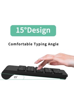 Generic Wireless Numeric Keypad, Portable 2.4G Wireless Number Pad with USB Receiver, 18 Key Mini Keyboard for Laptop, Notebook, Desktop, Surface Pro - Black  - Image 3