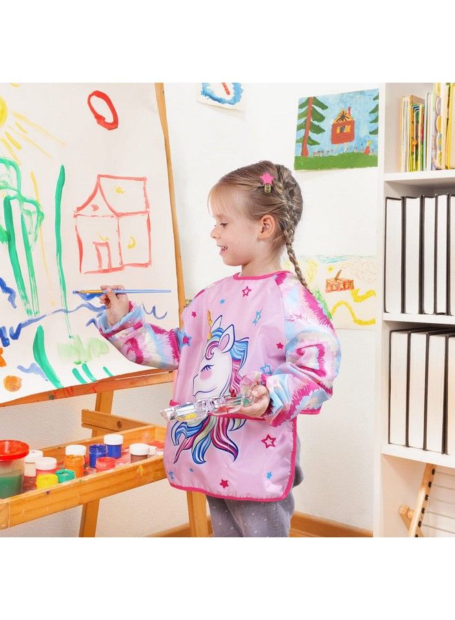 Wernnsai Unicorn Art Smock Kids Aprons For Girls Ages 38 Waterproof Toddler Art Smock Painting Toddler Apron For Girls With Long Sleeve And 3 Pockets - Image 5
