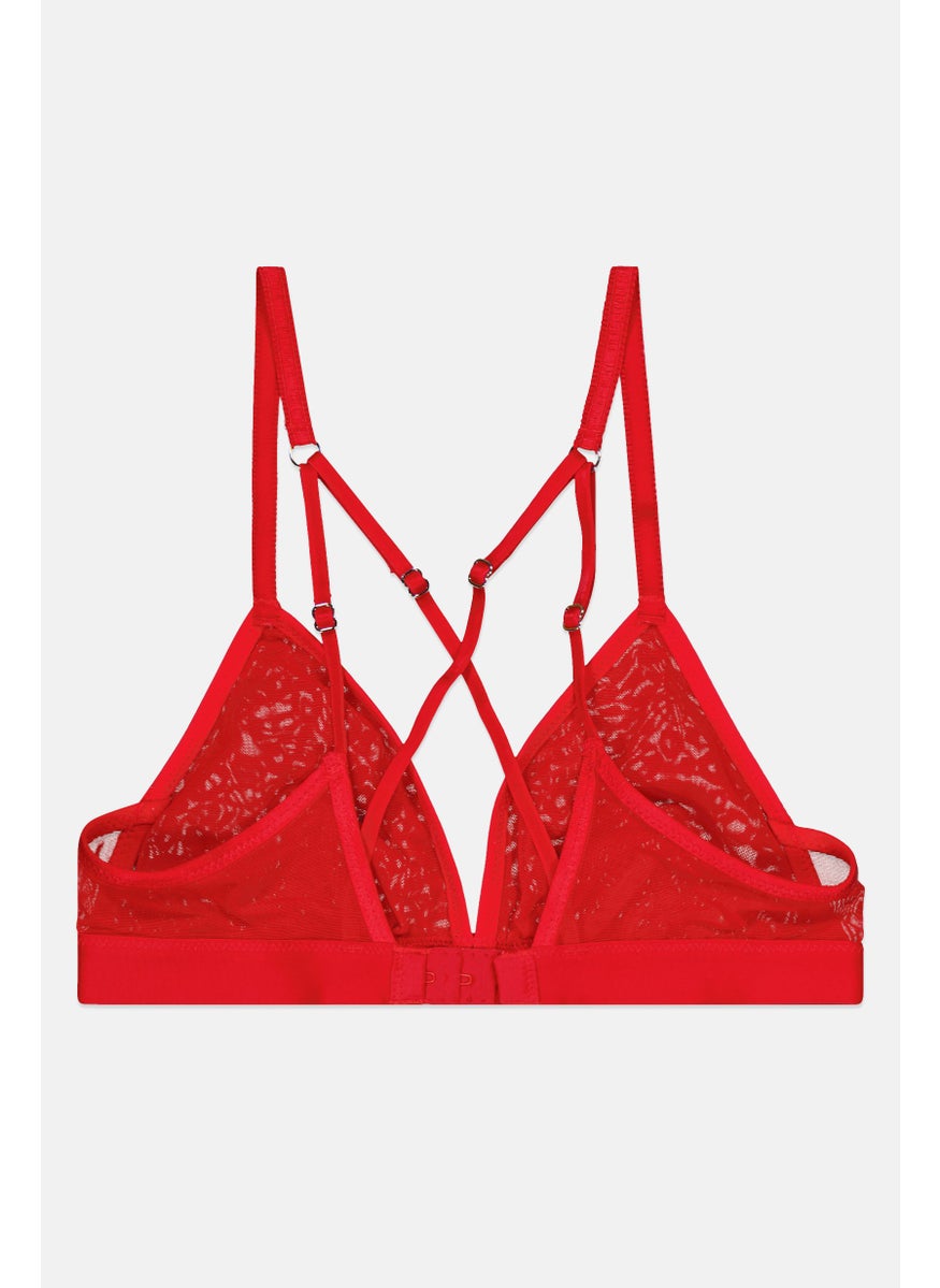 Aerie Women Non Padded Textured Bra, Red  - Image 2