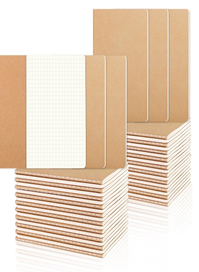 zmybcpack 48 Pack A6 Graph Paper Notebooks, 5mm Square Grid Paper Notebook Journals with Kraft Cover, Small Grid Notebooks for Math, Engineering (30 Sheets / 60 Square Grid Pages) - Image 1