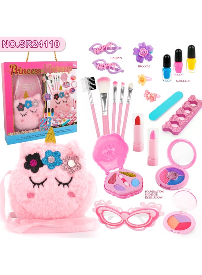 Kids Makeup Kit for Little Girl Princess, Washable Makeup Set for Kids with Princess Handbag, Non Toxic Pretend Makeup for Little Girl, Princess Cosmetic Girls Toys, Valentines Day Gifts for Little Girls, Kid Birthday Gifts Unicorn Toys for Girls