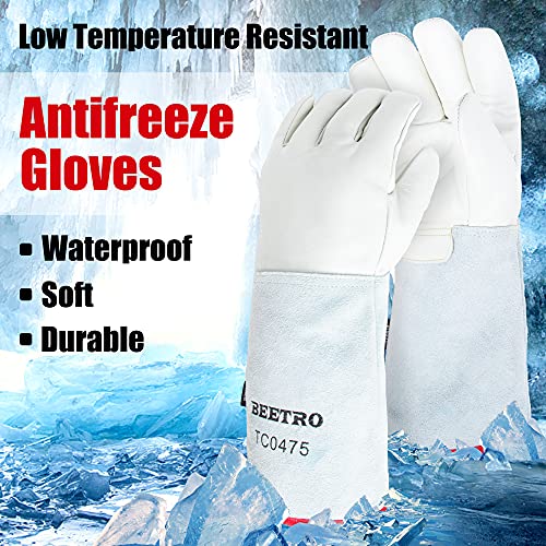 BEETRO -292℉— -418℉/-180℃— -250℃ or Above Antifreeze Gloves 5 Pairs for Dry Ice Handling Liquid Nitrogen Low Temperature Resistant Protective Sponge and Cotton Inner 16 Inch - Image 3