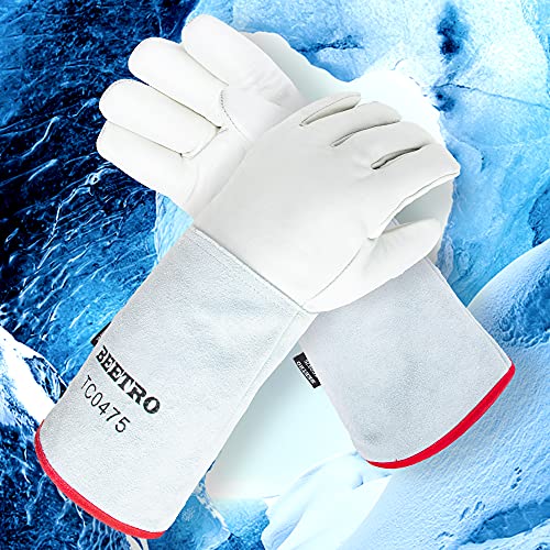 BEETRO -292℉— -418℉/-180℃— -250℃ or Above Antifreeze Gloves 5 Pairs for Dry Ice Handling Liquid Nitrogen Low Temperature Resistant Protective Sponge and Cotton Inner 16 Inch - Image 4
