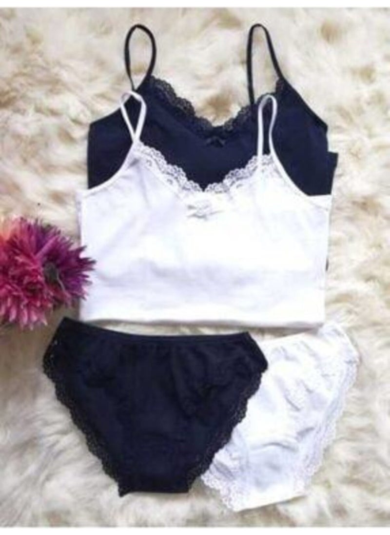KOTA Women 2 Piece Rope Suspender Undershirt Panties Set 