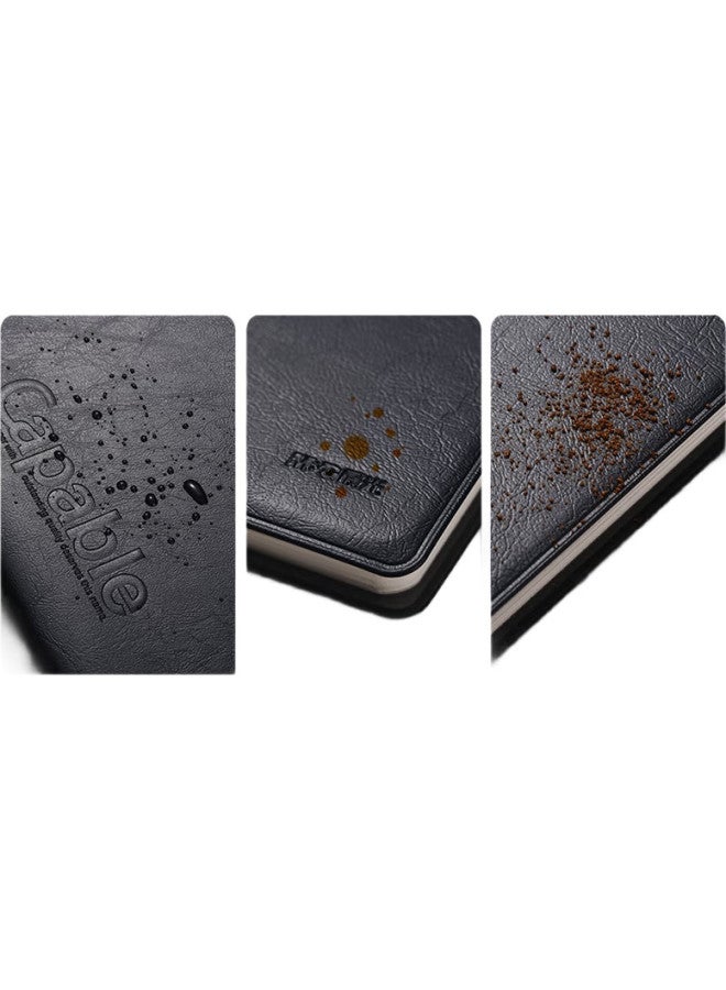 M.G M&G Stationery B5/72 Sheets Office Notebook, Black Leather Meeting Record Book, Leather Business Notebook Diary, 1 Book Apyll488 - Image 1