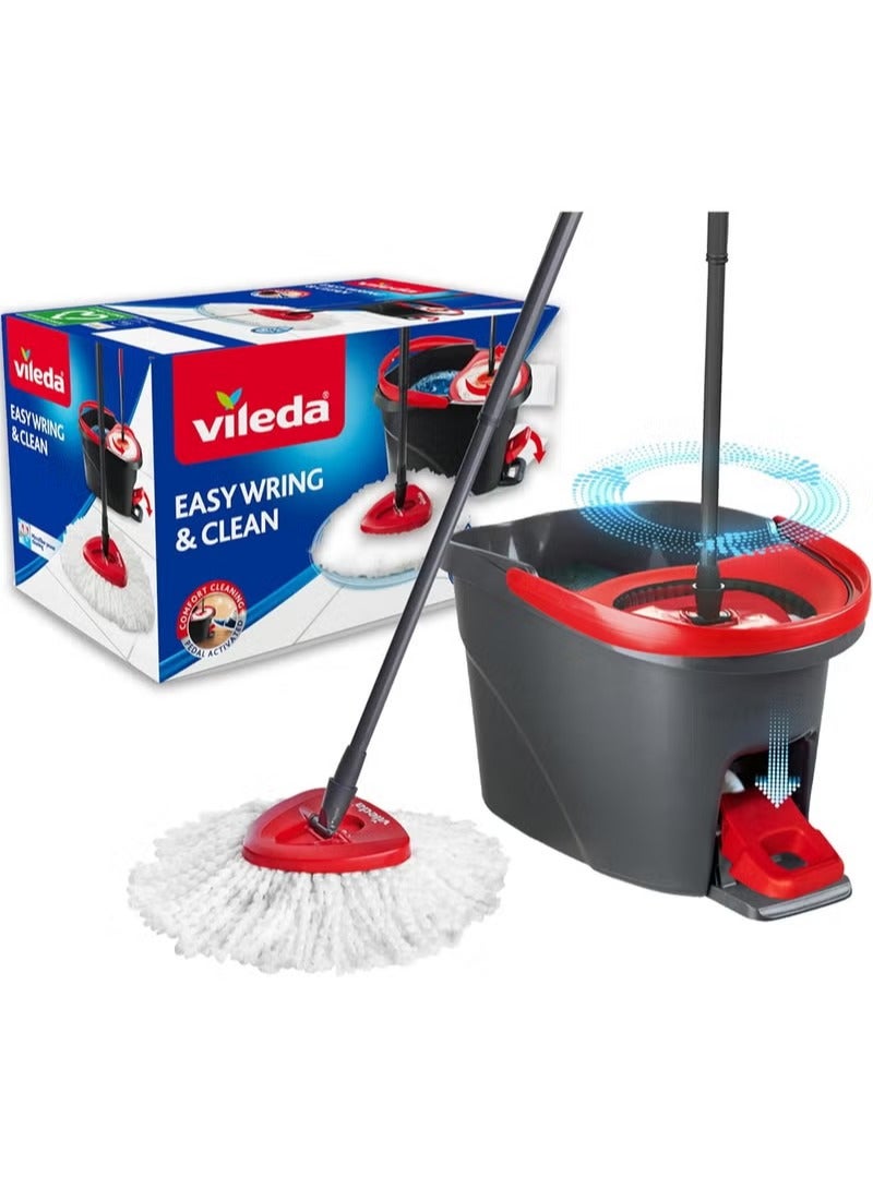 Vileda Easy Wring & Clean, Spin Mop & Bucket Set with Foot Pedal Activated Spinning Wringer - Image 1