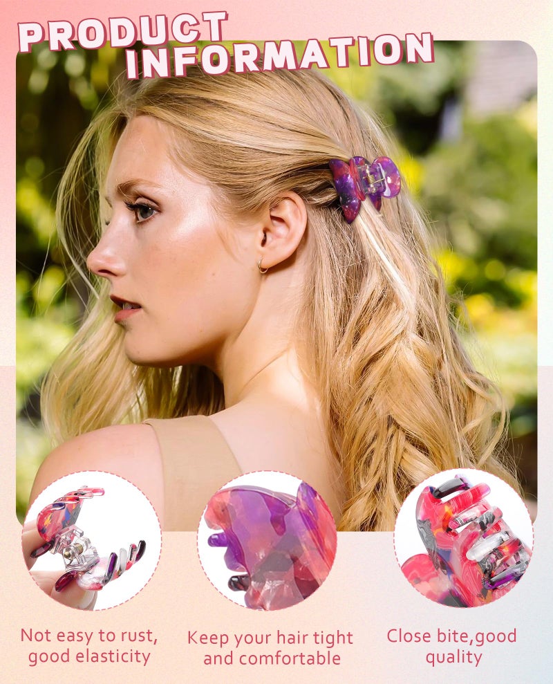 Molans Claw Hair Clips Jaw Clamps - 12PCS Small Hair Claw Jaw Clamp for Thin Hair Styling Accessories Classic Hair Clamp for Women Girls (Flower#1) - Image 5
