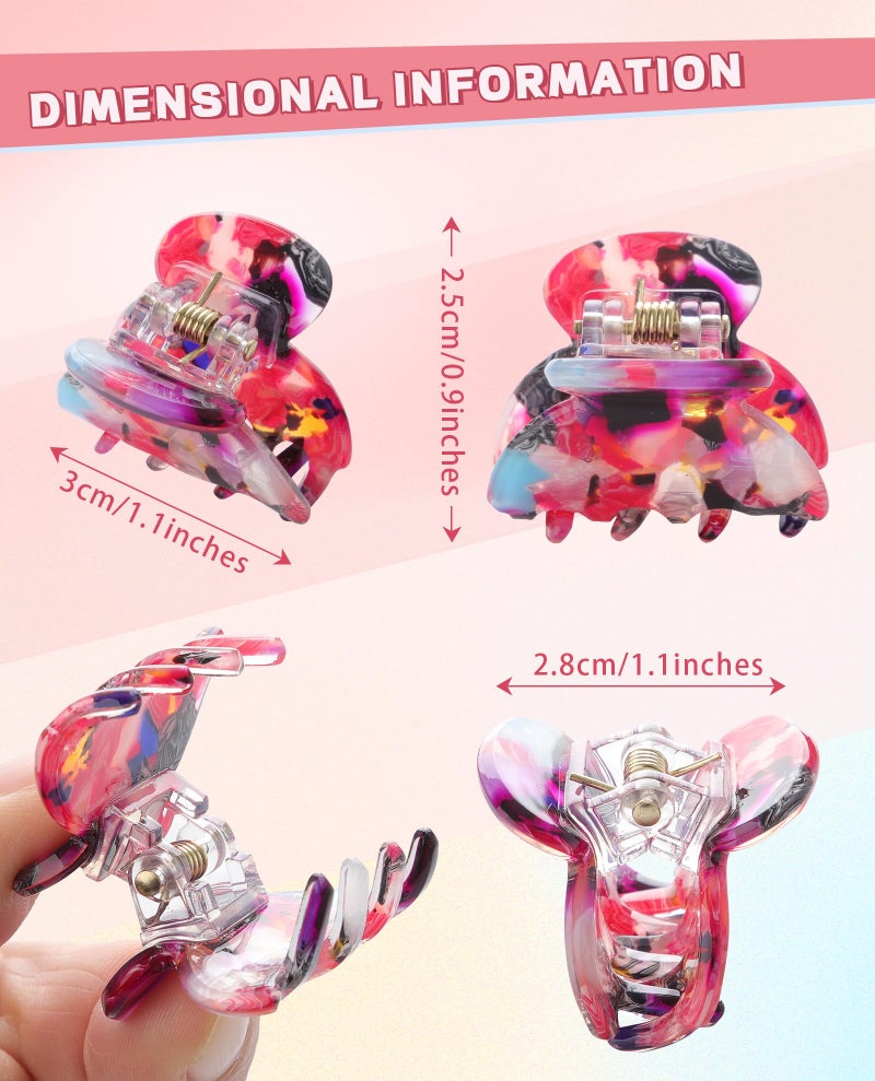 Molans Claw Hair Clips Jaw Clamps - 12PCS Small Hair Claw Jaw Clamp for Thin Hair Styling Accessories Classic Hair Clamp for Women Girls (Flower#1) - Image 2