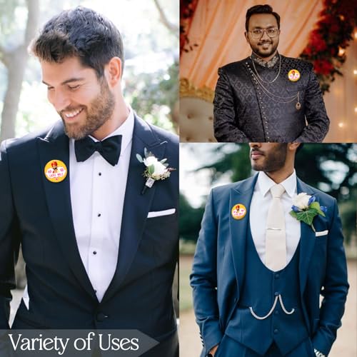 ZYOZIQUE ® Ladke Wale Wedding Badges | Ladke Wale Badges | Ladke Wale Badges For Groom's Family - Wedding Badges For Groom, Family & Friends | Wedding Decoration Kit (PACK OF 12) - Image 5