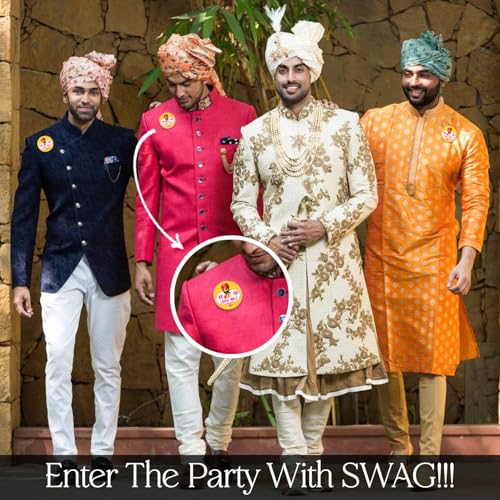 ZYOZIQUE ® Ladke Wale Wedding Badges | Ladke Wale Badges | Ladke Wale Badges For Groom's Family - Wedding Badges For Groom, Family & Friends | Wedding Decoration Kit (PACK OF 12) - Image 4