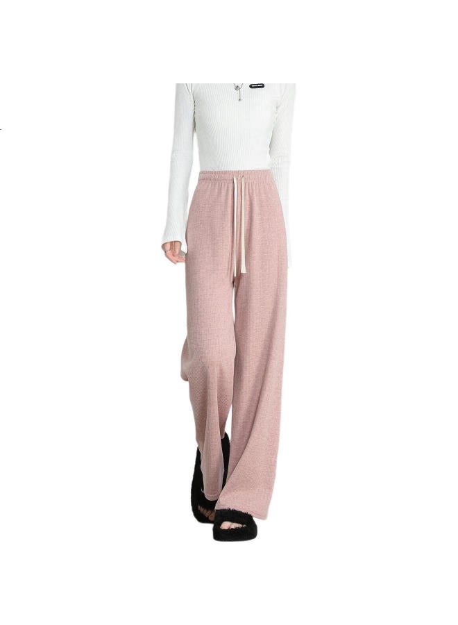 Dme Women'S High Waist Elastic Straight Leg Wide Leg Casual Pants Pink Xl - Image 2