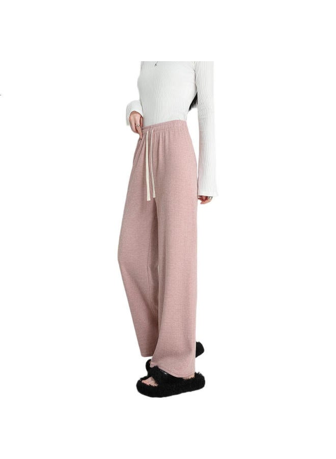 Dme Women'S High Waist Elastic Straight Leg Wide Leg Casual Pants Pink Xl - Image 1