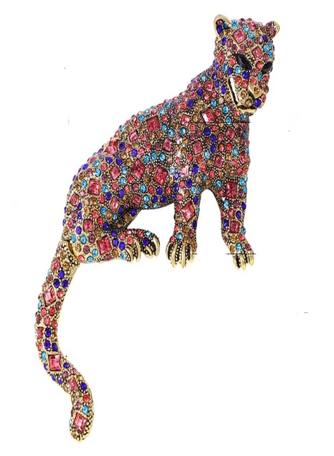 OIDIMS Punk Leopard Rhinestone Brooch for Women Men Crystal Lapel Badge Cool Style Animal Brooches Colorful Cubic Zirconia Accessories Boutonniere Corsage for Clothes Hat Bag Gothic Personalized Jewelry - Image 1