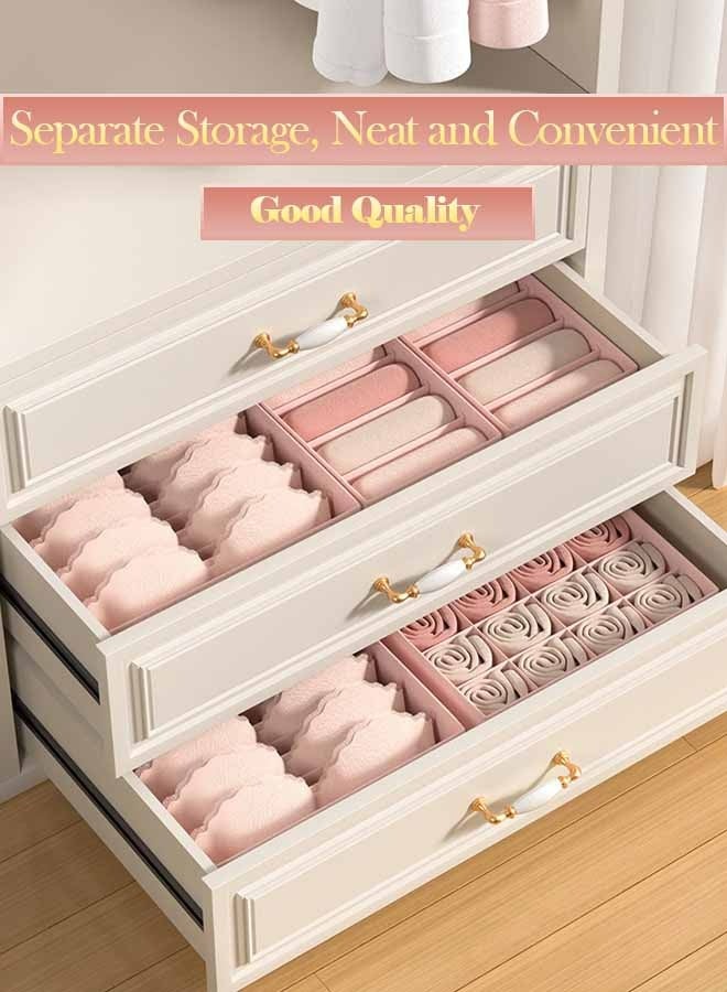 Bukela 3 PCS Drawer Organizer, Wardrobe Clothes Storage Organizer Box, Underwear Bra Organiser Closet Drawer Divider for Skirts Socks Bras Panties & Scarf（Pink）  - Image 4