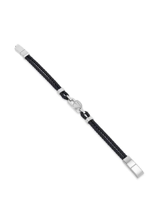 Ducati 180 Nitro Silver Stainless Steel Black Braided Leather Bracelet for Men 180mm for Men | Best Price UAE