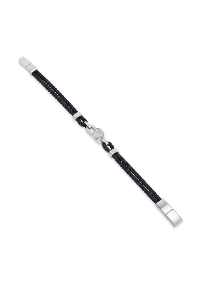 Ducati Nitro Silver Stainless Steel Black Braided Leather Bracelet for Men 180mm - Image 3