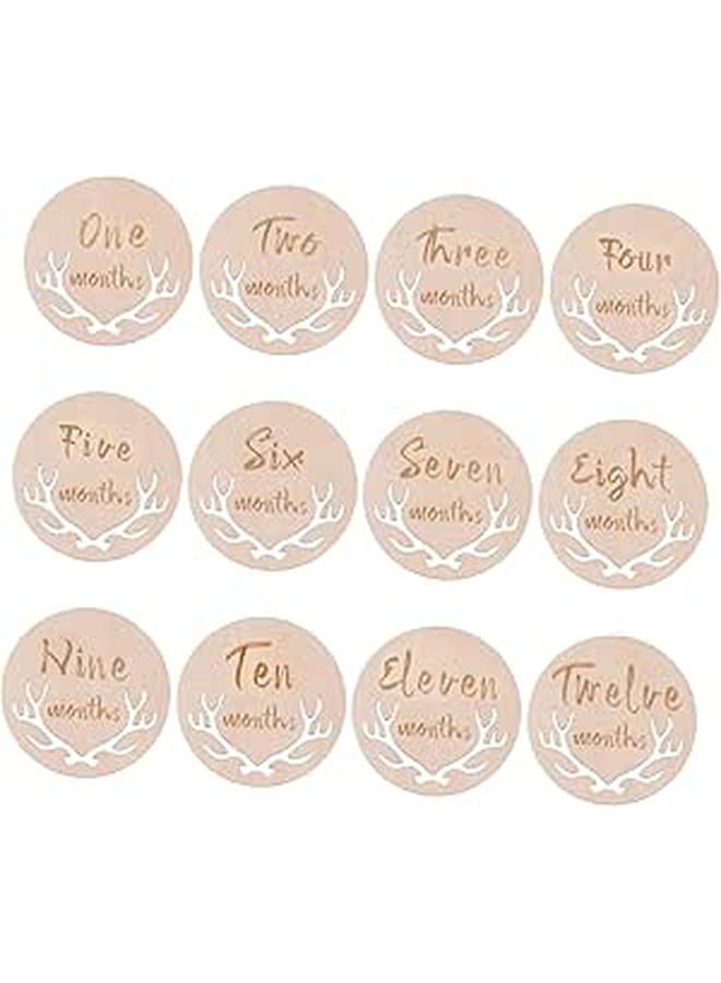 Angoily 12Pcs Wooden Baby Month Cards Milestone Markers Newborn Shower - Image 1