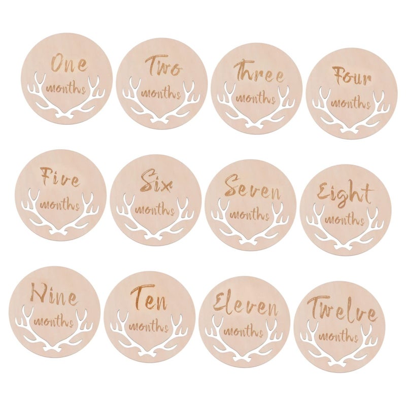 Angoily 12Pcs Wooden Baby Month Cards Milestone Markers Newborn Shower - Image 2