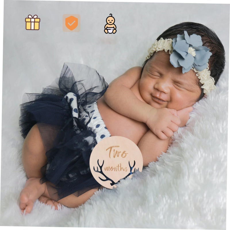 Angoily 12Pcs Wooden Baby Month Cards Milestone Markers Newborn Shower - Image 4