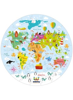 Webby Amazing World Map Jigsaw Floor Puzzle 60 Pcs With 4 Double Sided Flashcards  - Image 1