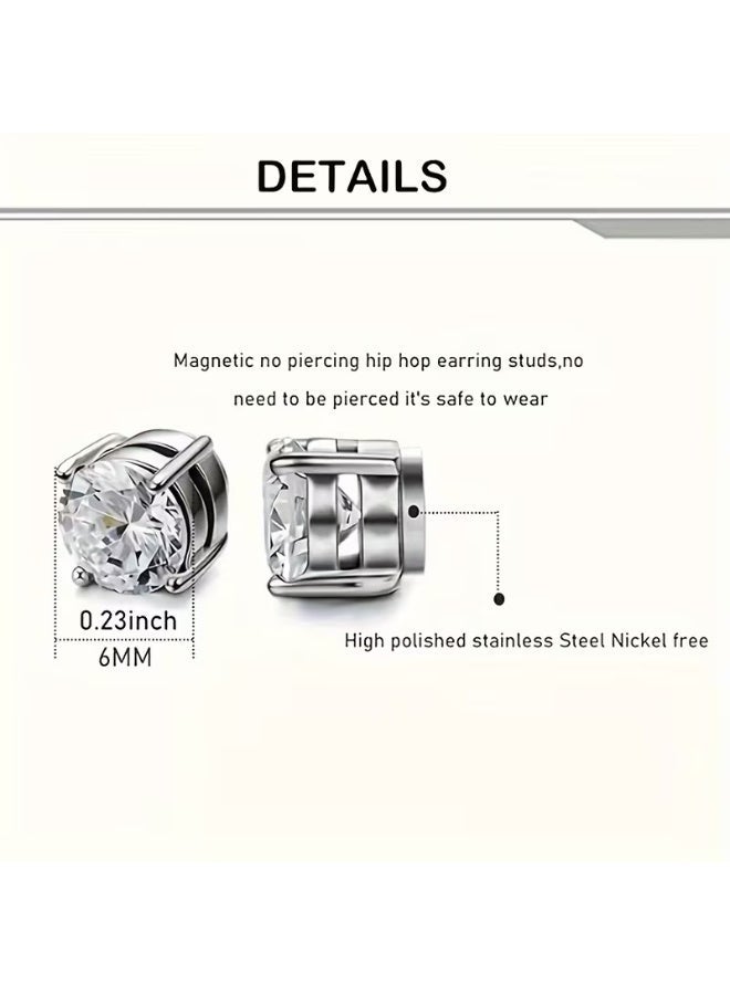 aeen Set of 2 Magnetic Clip-On Earrings for Men | Hip-Hop Punk, Stainless Steel - Image 5
