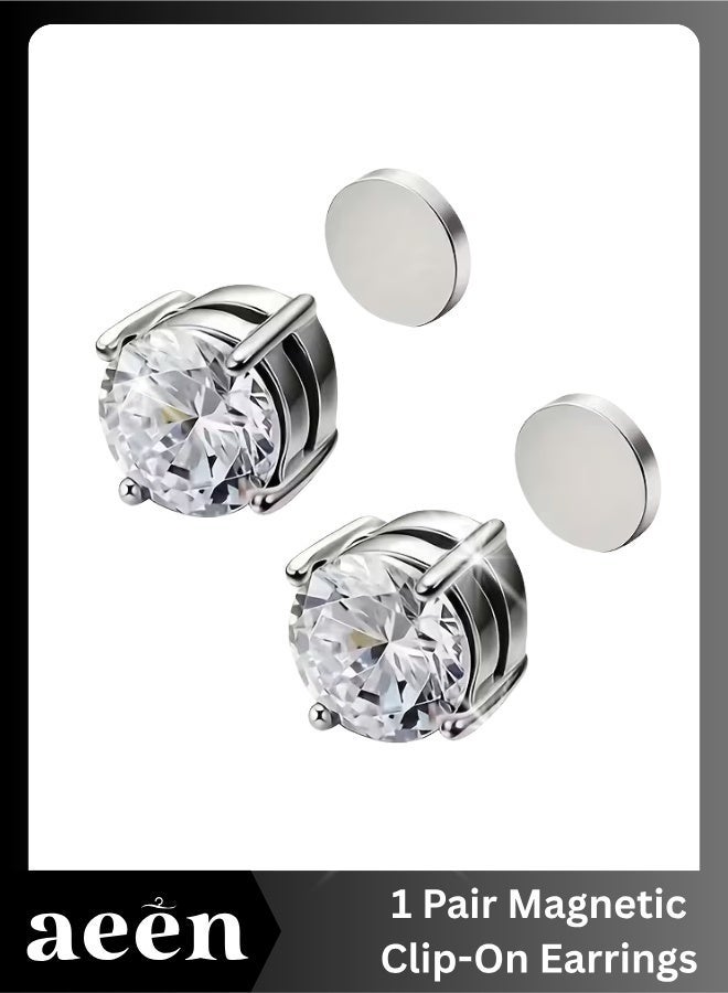 aeen Set of 2 Magnetic Clip-On Earrings for Men | Hip-Hop Punk, Stainless Steel - Image 1