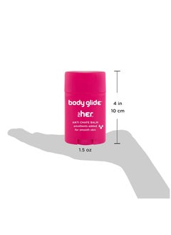 BodyGlide Body Glide For Her Anti Chafe Balm | Chafing stick with added emollients | Great for dry, sensitive skin and/or sensitive areas | Use on chest, bra, butt, groin, arm, and thigh chafing | 1.5oz  - Image 2