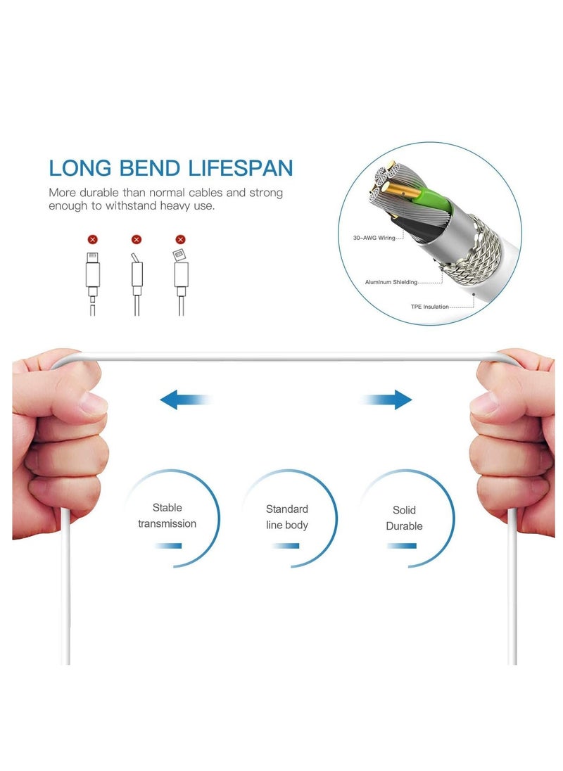 Raxoom Lightning Cable MFi Certified iPhone Charger Cable, 3Pack 2M Extra Long Lightning to USB Cable Fast Charging & Syncing iPhone Cord for iPhone 11 Pro Xs Max X 8Plus 7Plus 6SPlus iPad - White - Image 4