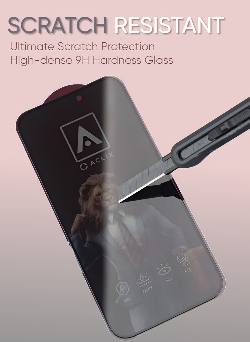2 Pieces Antistatic ESD Dustproof Premium Quality High Definition Anti-Spy Privacy Tempered Glass Screen Protector Designed For  iPhone 15 Pro Max