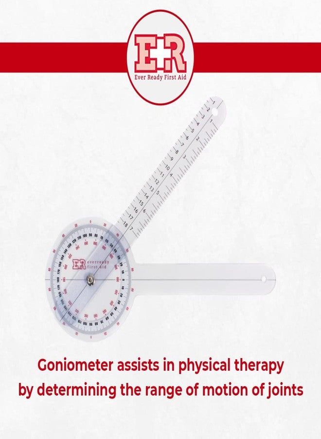 Ever Ready First Aid Plastic 12" Goniometer 360 Degree ISOM - Image 2