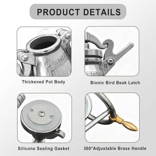 Jueraori 500ML Chinese Popcorn Maker, 304 Stainless Steel Popcorn Machine, High Pressure Hand Stick Pop Popcorn Popper for Movie Night Home Party Fun (Silver) - Image 3